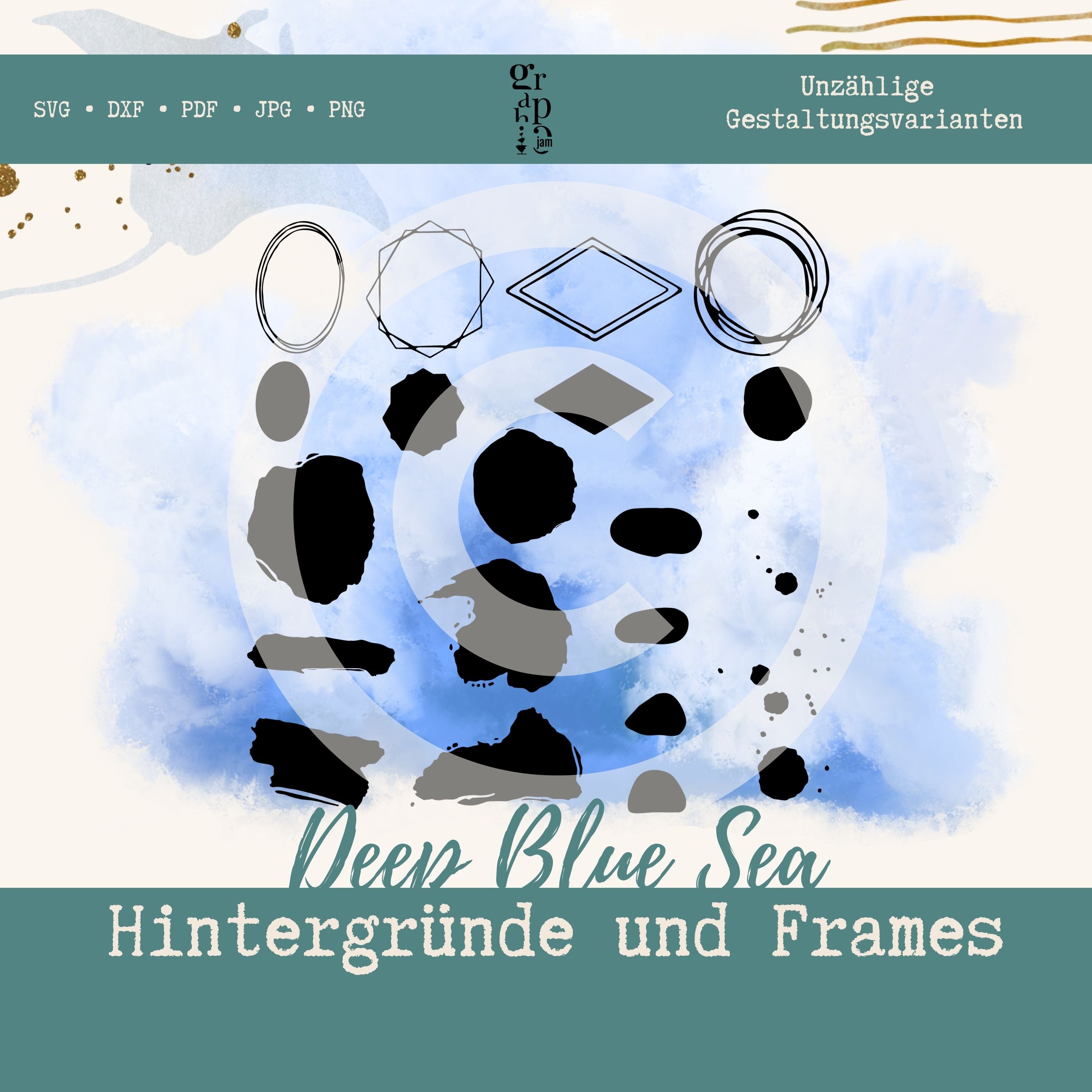 Deep blue Sea Plotterbundle | Maritime Plottermotive in DXF, SVG, PNG, JPG & PDF - Graphic Jam