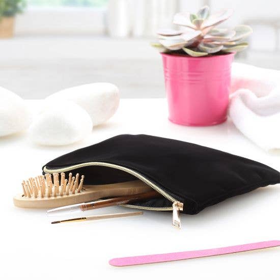 Kulturbeutel Samt – edel mit goldenem Reißverschluss