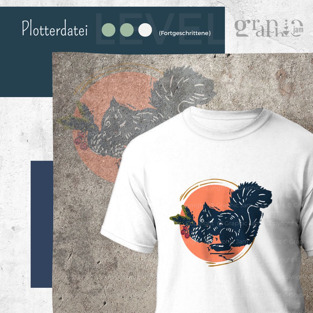 Freebie Eichhörnchen | Linocut-Plotterdatei | SVG & DXF - Graphic Jam