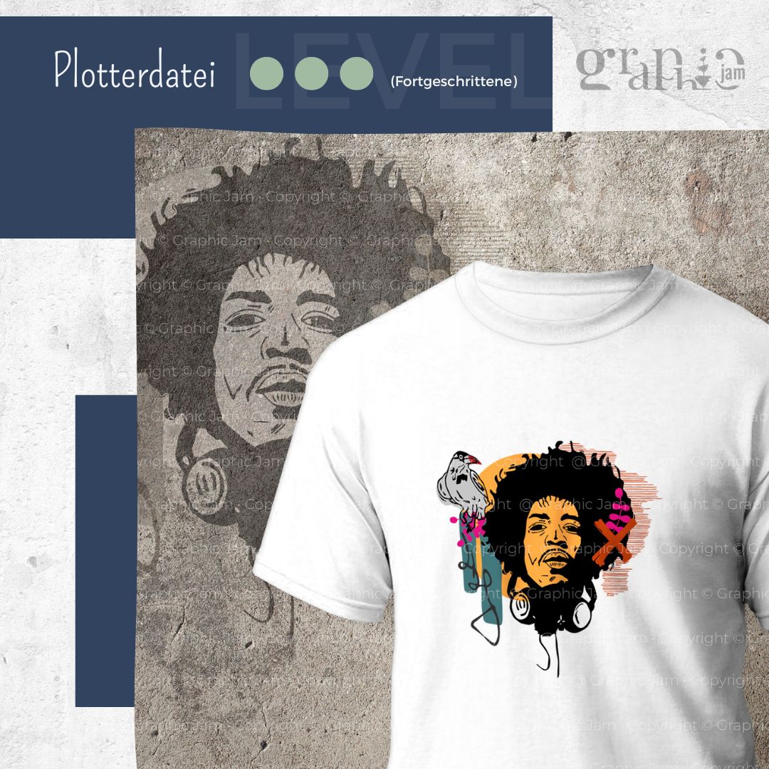 Jimi Portrait Plotterdatei in SVG & DXF - Graphic Jam
