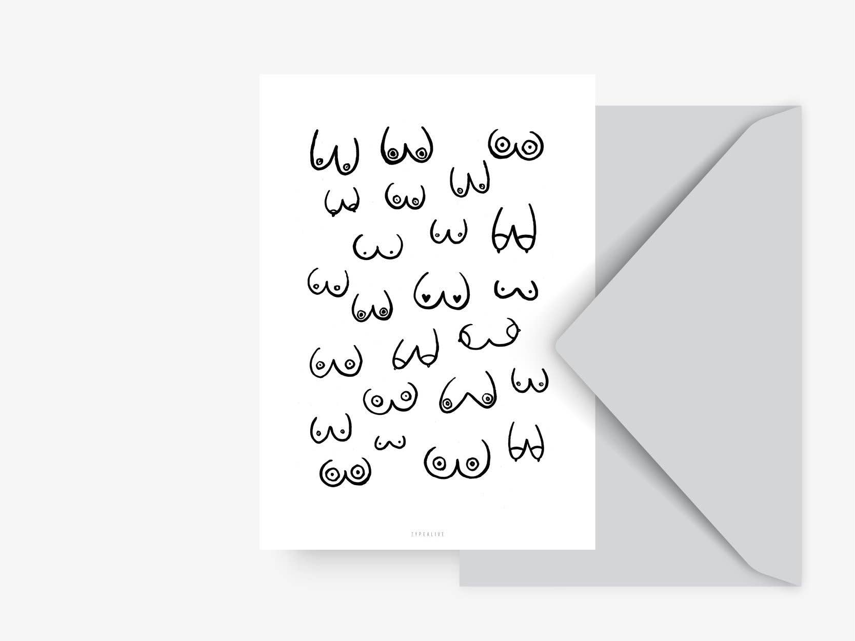 Postkarte-Busenfreundin ohne Kuvert