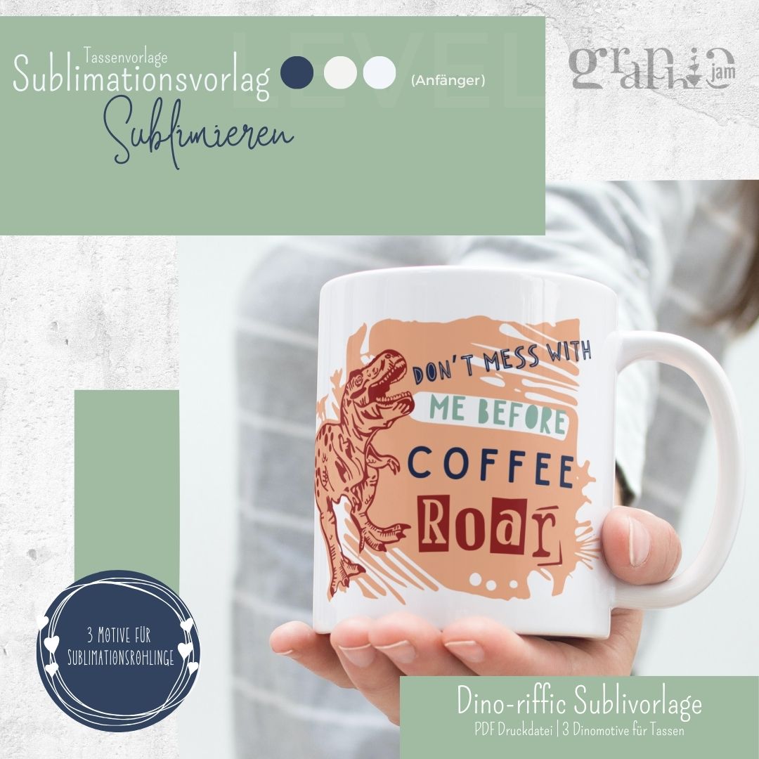 Sublimations Tassenvorlage Dino-riffic - Graphic Jam