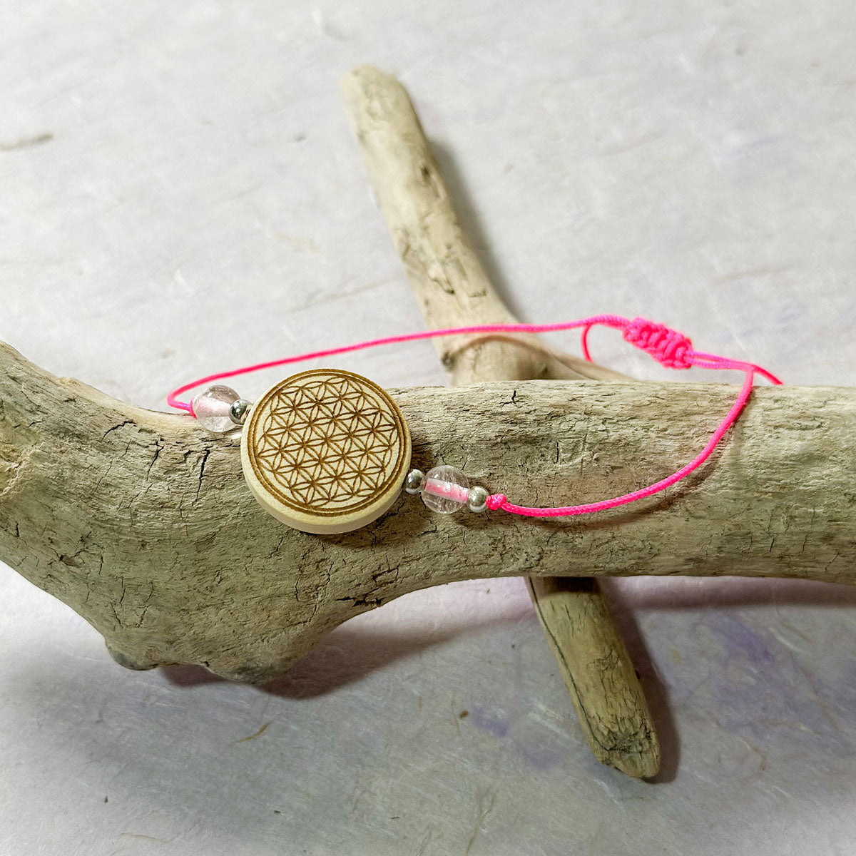 Neon Armband pink mit Lebensblume