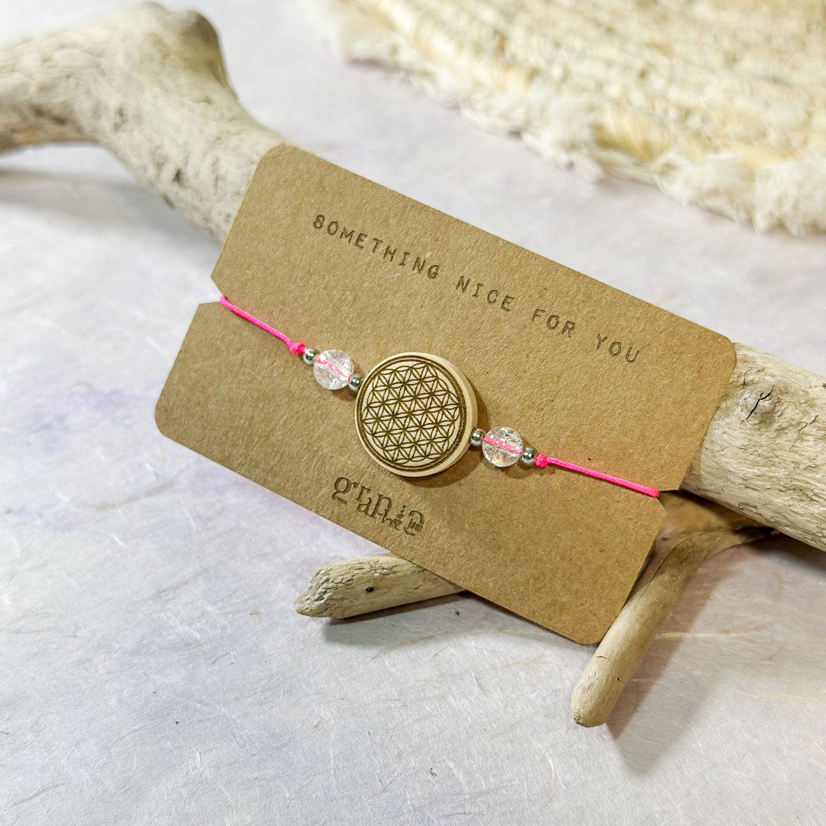 Neon Armband pink mit Lebensblume