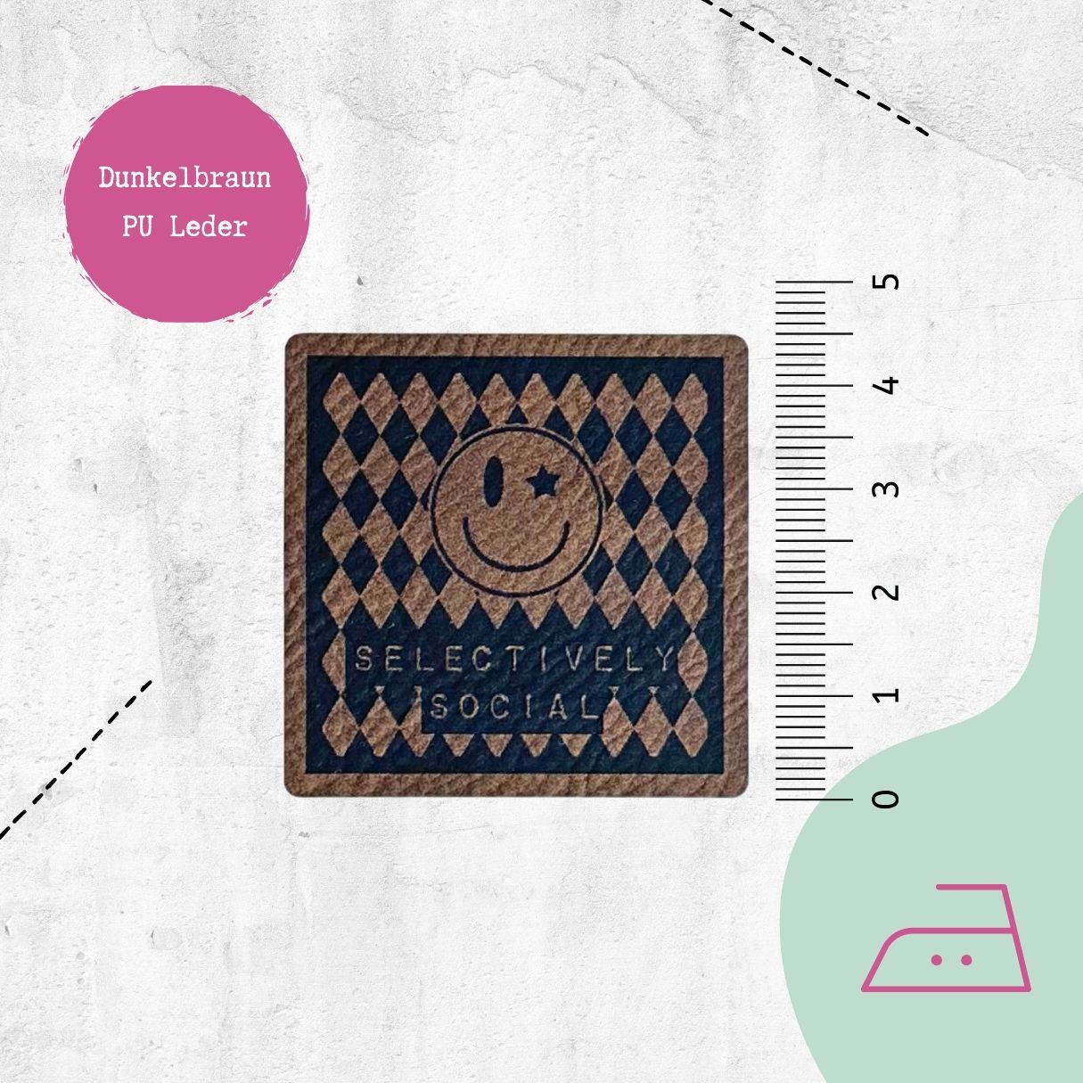 Kunstlederlabel "Selectively Social" zum Aufbügeln - Graphic Jam