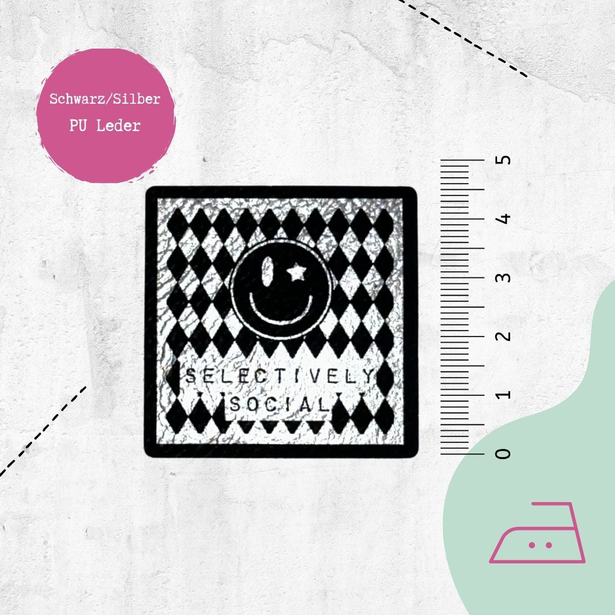 Kunstlederlabel "Selectively Social" zum Aufbügeln - Graphic Jam