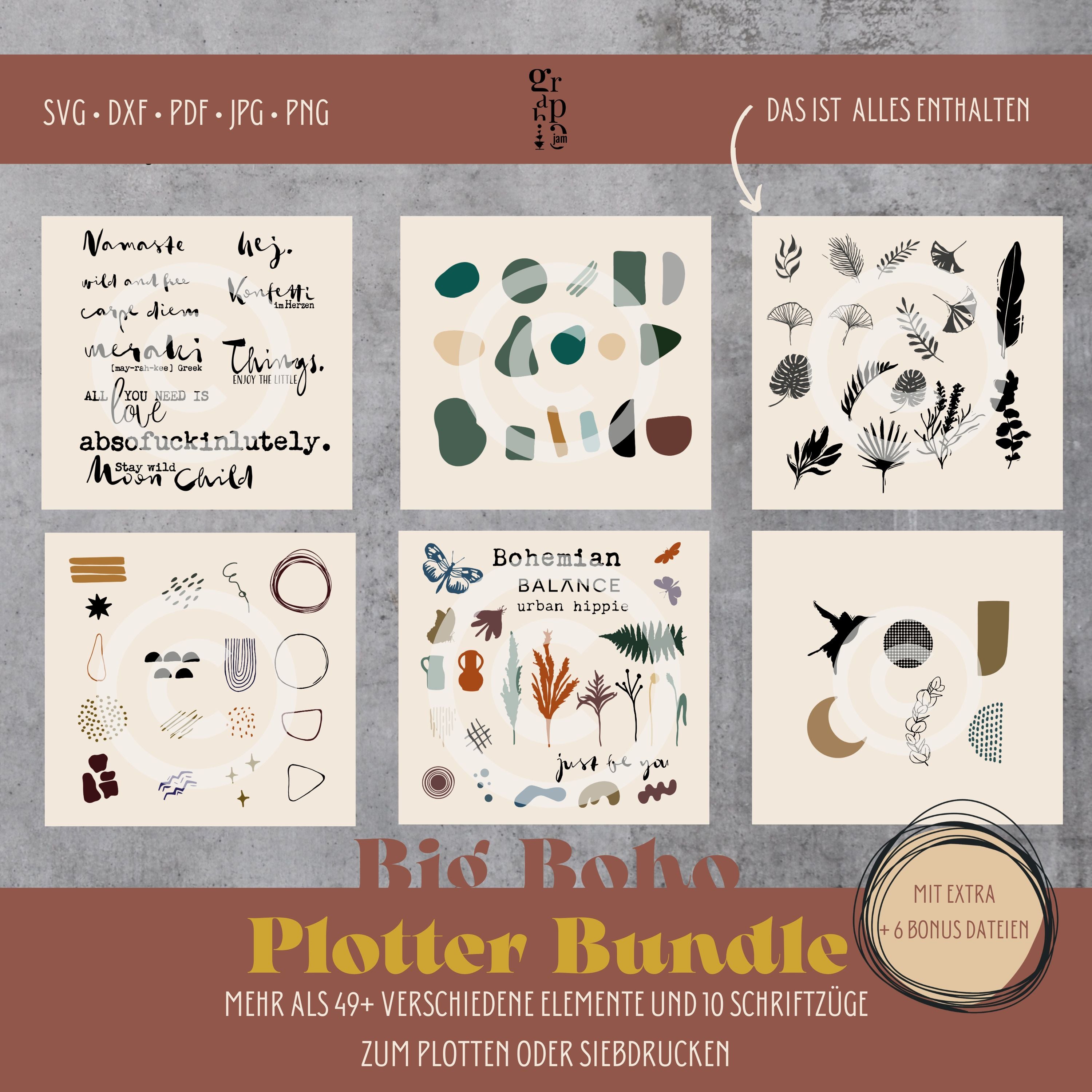 Big Boho-Plotter Bundle | DXF • SVG • PNG • PDF - Graphic Jam