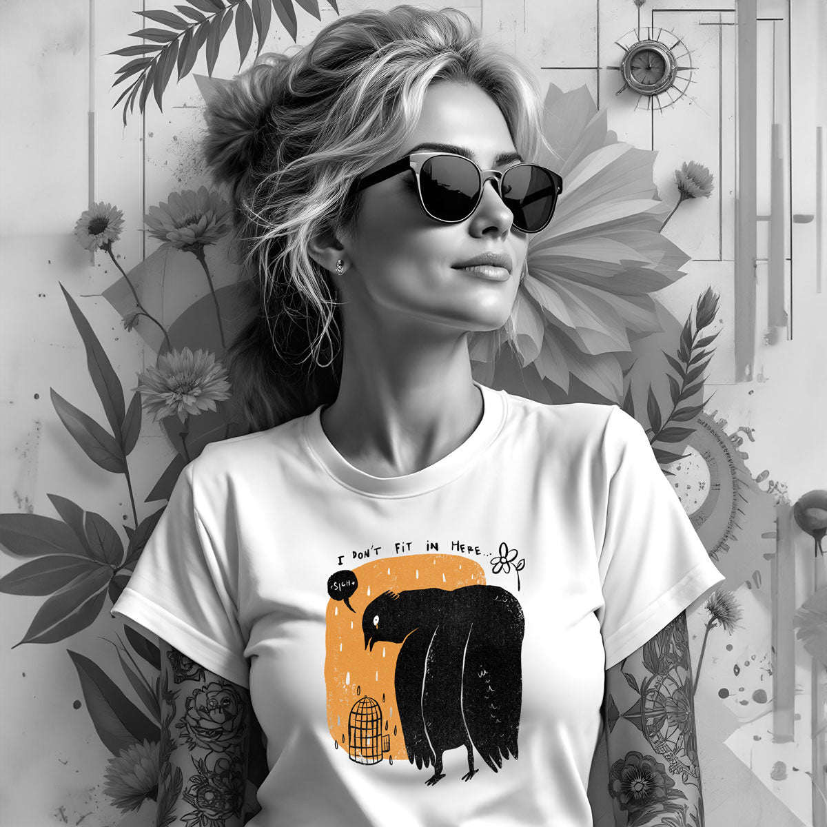 Bügelbild Moody Bird – I don’t fit in here