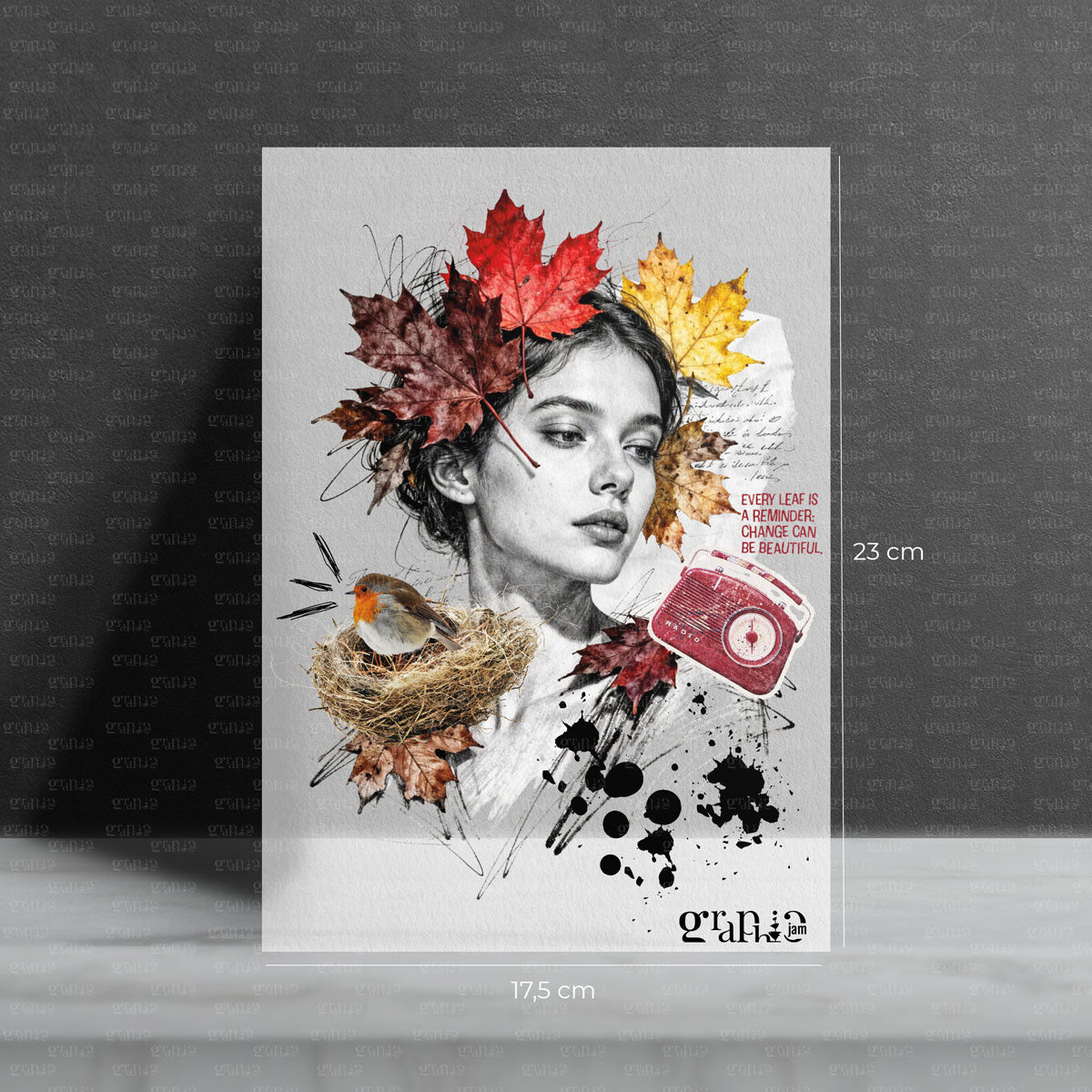 Frauenportrait collage bügeltransfer change is beautiful