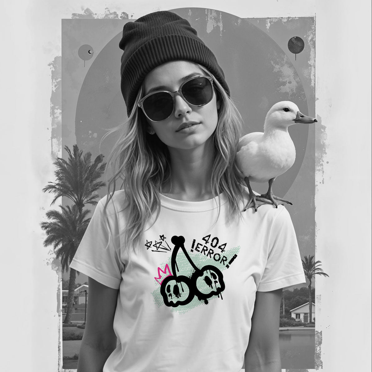 Bügelbild Error-Kirsche - Kirsche mit Systemfehler