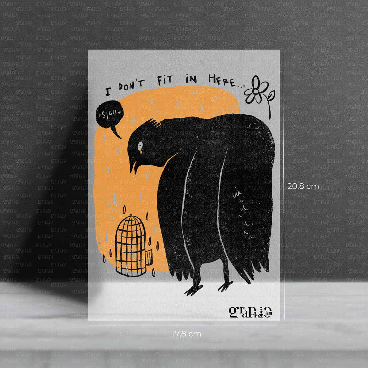 Bügelbild Moody Bird – I don’t fit in here