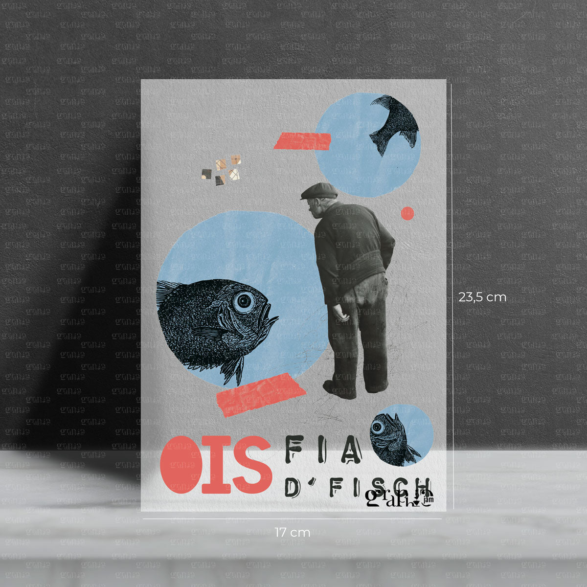 Fotorealistisches Bügelbild "Ois fia d Fisch"