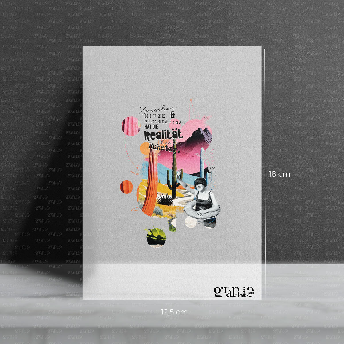 Bügelbild Wüstenschwimmerin - Spruch Bügelbild