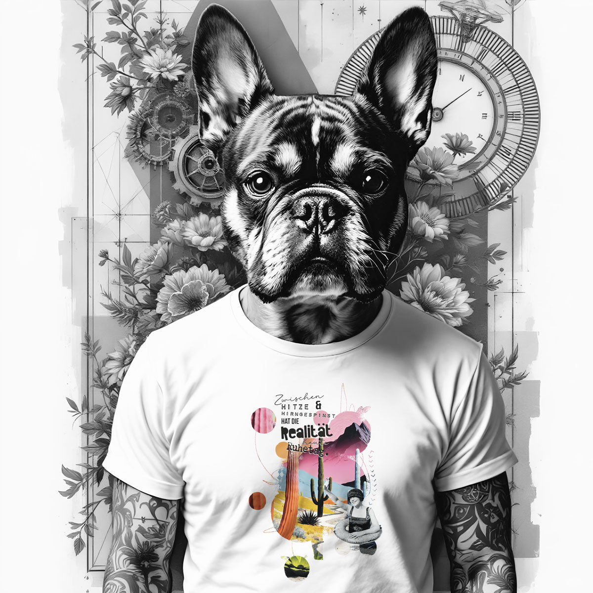 Bügelbild Wüstenschwimmerin - Spruch Bügelbild