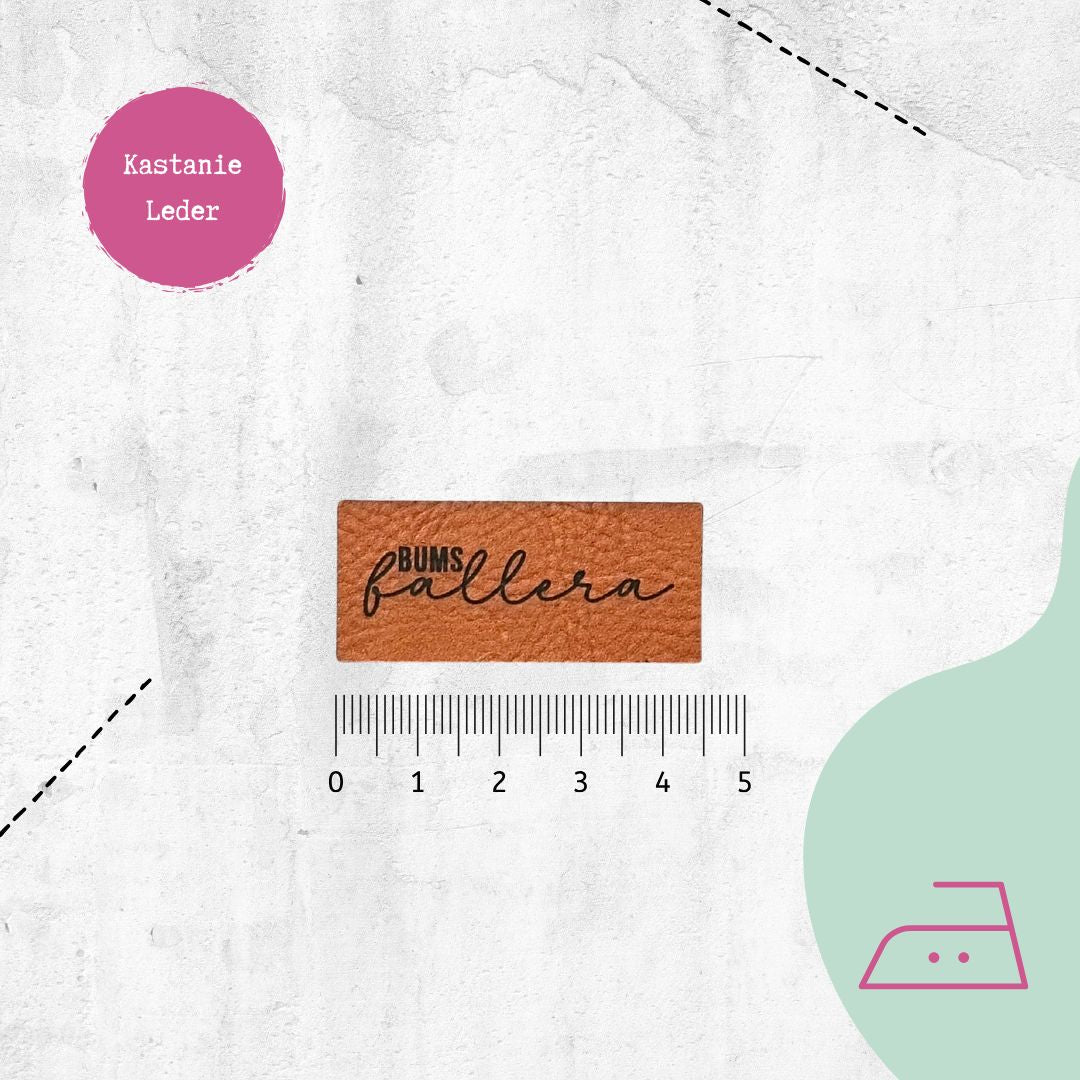 Kunstlederlabel "BUMS fallera" zum Aufbügeln