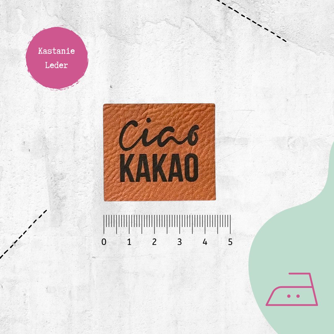 Kunstlederlabel "Ciao Kakao" zum Aufbügeln