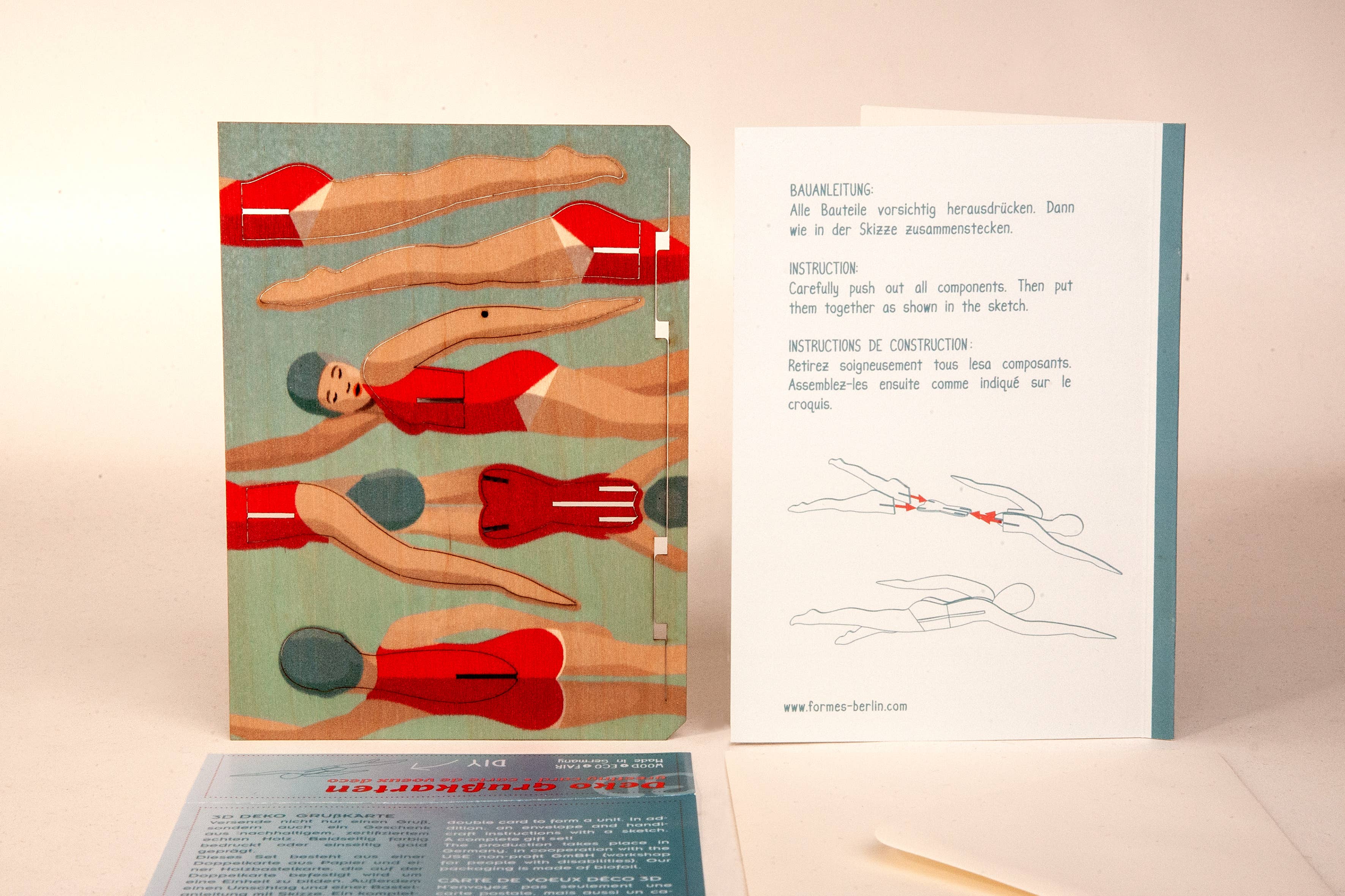 Schwimmerin 3D Deko Grusskarte