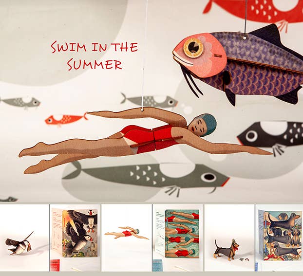 Schwimmerin 3D Deko Grusskarte