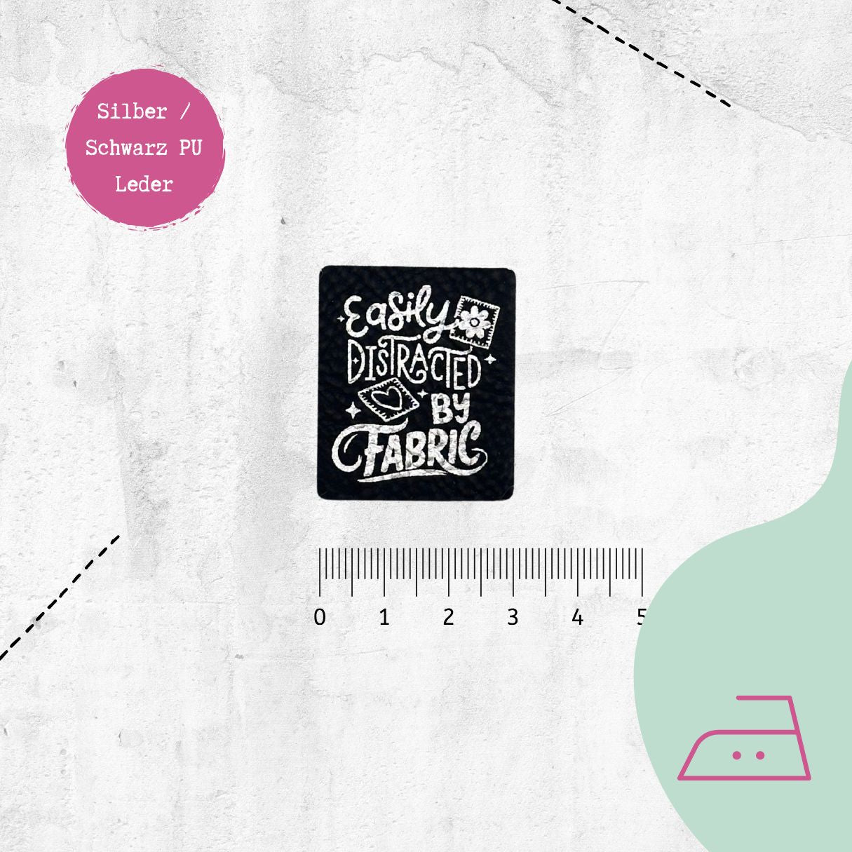 Kunstlederlabel "Easily Distracted" zum Aufbügeln