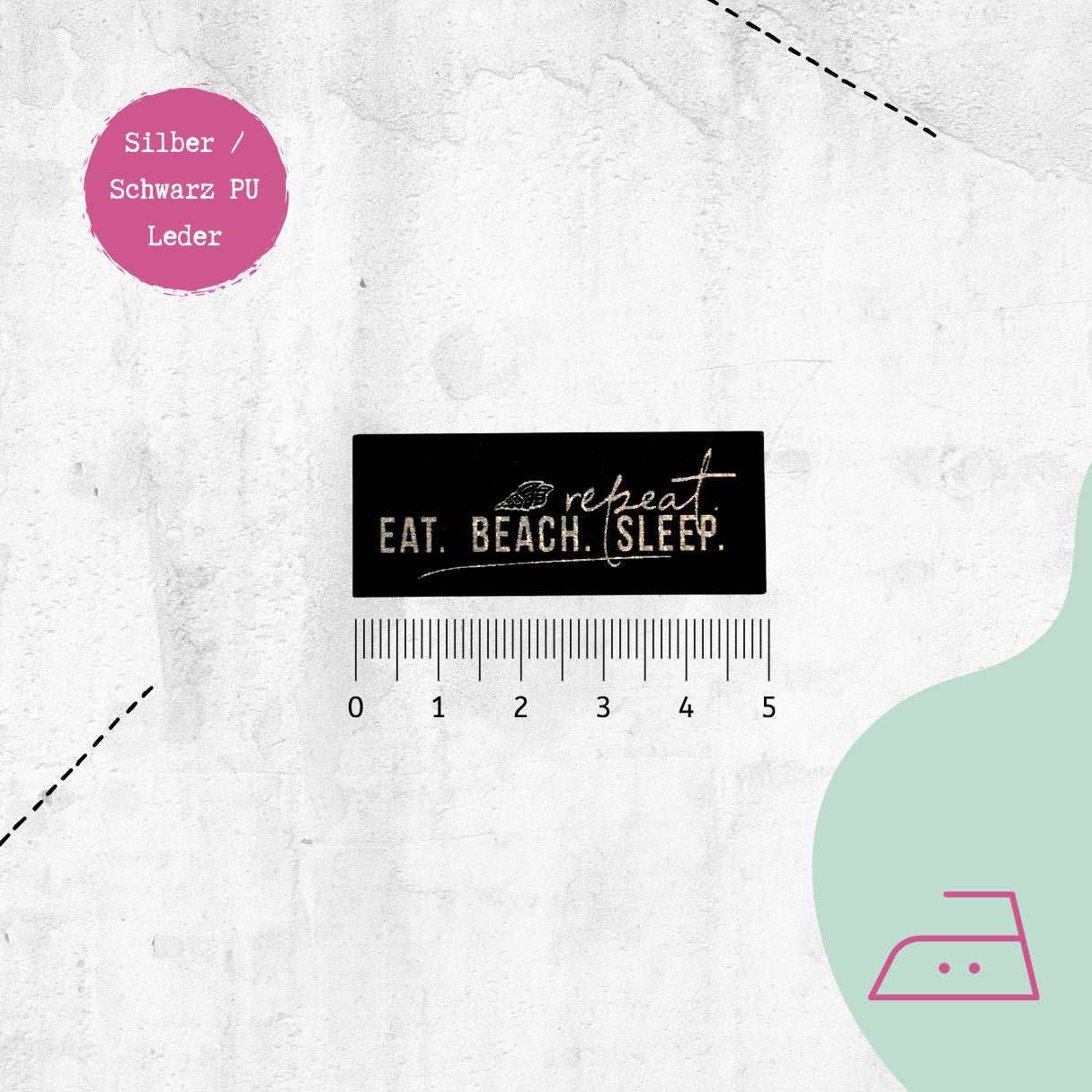 Kunstlederlabel "Eat.Beach.Sleep" zum Aufbügeln