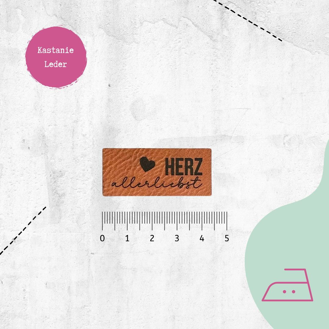 Kunstlederlabel "Herzallerliebst" zum Aufbügeln