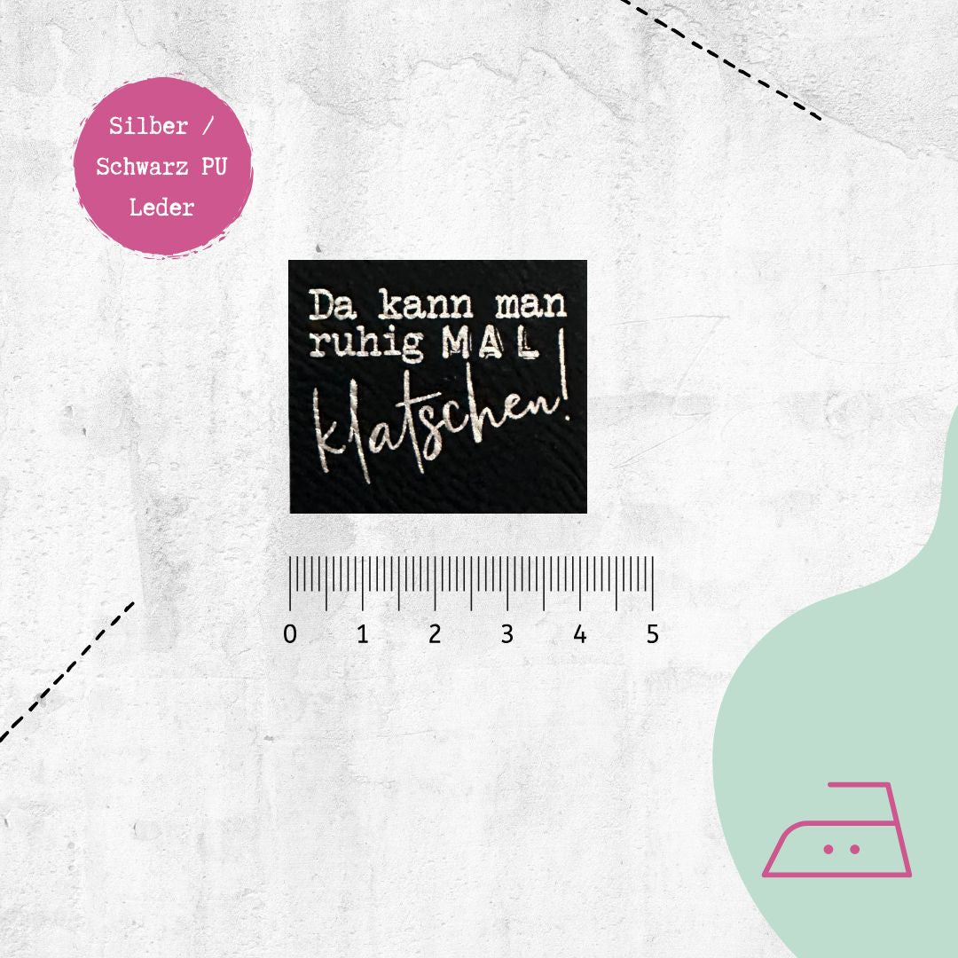 Kunstlederlabel "Ruhig klatschen" zum Aufbügeln