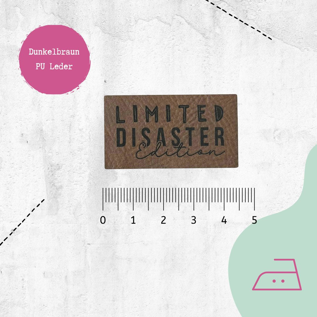 Kunstlederlabel "Limited Disaster" zum Aufbügeln