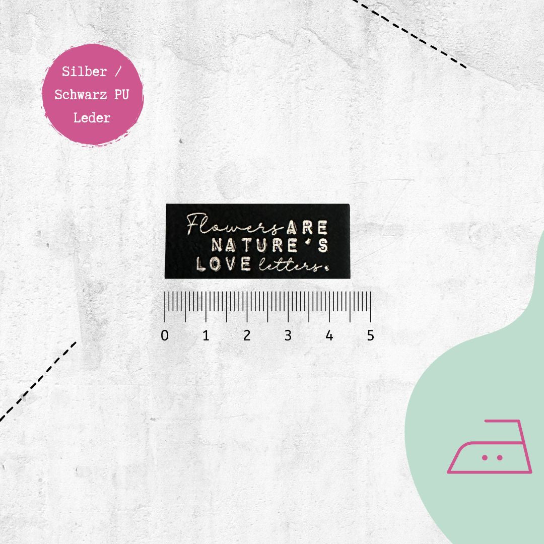 Kunstlederlabel "Flower Love letters"