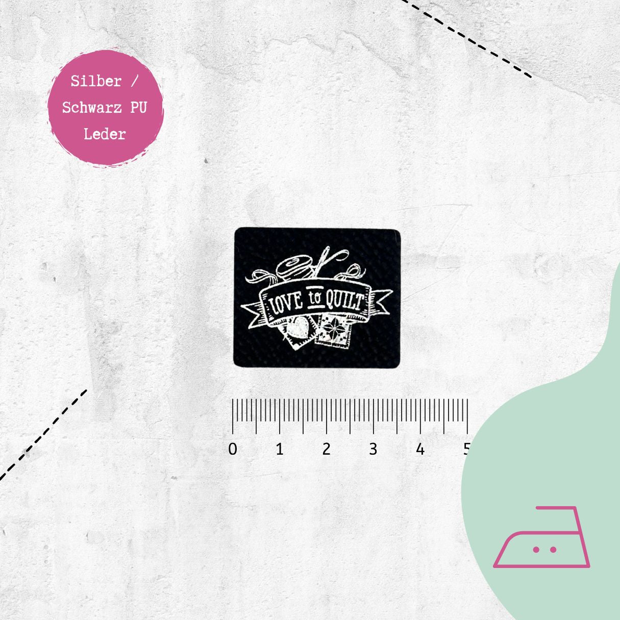 Kunstlederlabel "Love to quilt" zum Aufbügeln