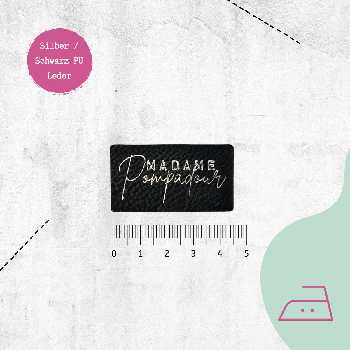 Kunstlederlabel "Madame Pompadour" zum Aufbügeln