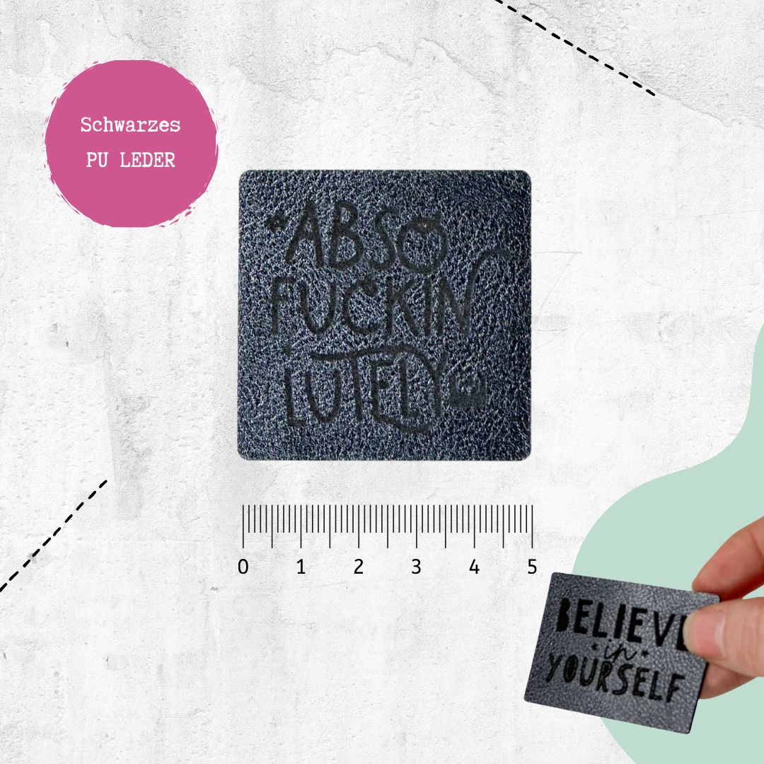 Kunstlederlabel "Absofuckinlutely" für Accessoires - Graphic Jam