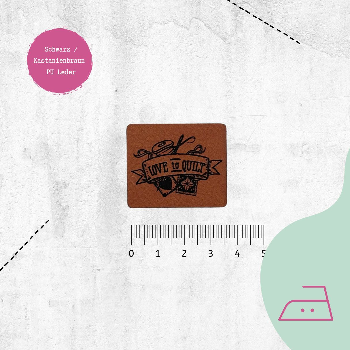 Kunstlederlabel "Love to quilt" zum Aufbügeln