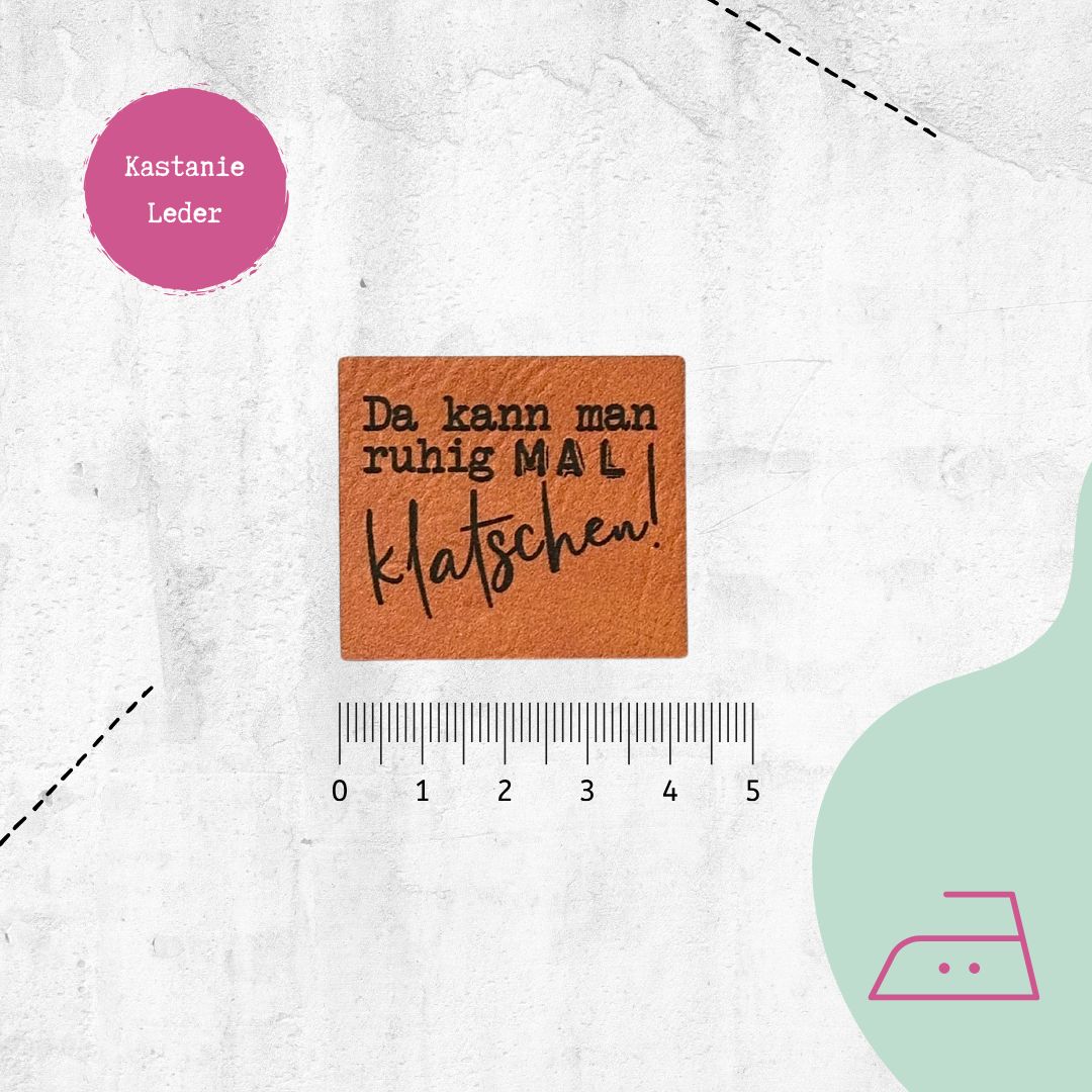 Kunstlederlabel "Ruhig klatschen" zum Aufbügeln