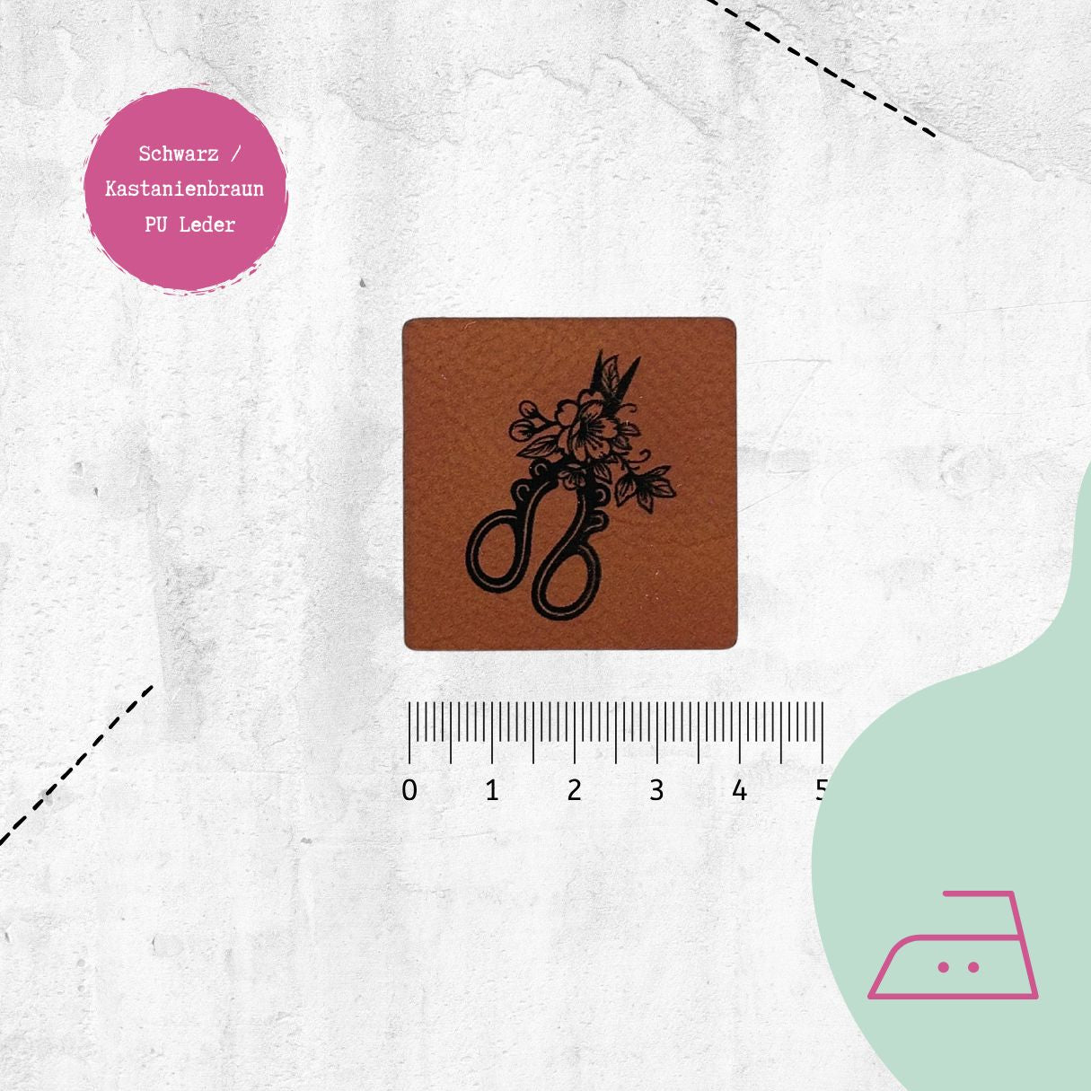 Kunstlederlabel "Schneiderschere" zum Aufbügeln