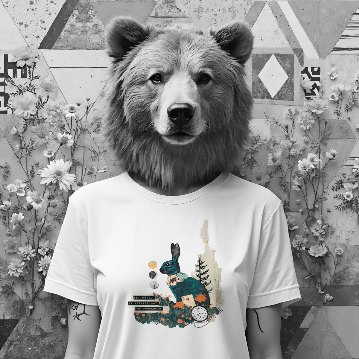 Sei nicht Hase - Hasen Bügelbild Collage - Graphic Jam