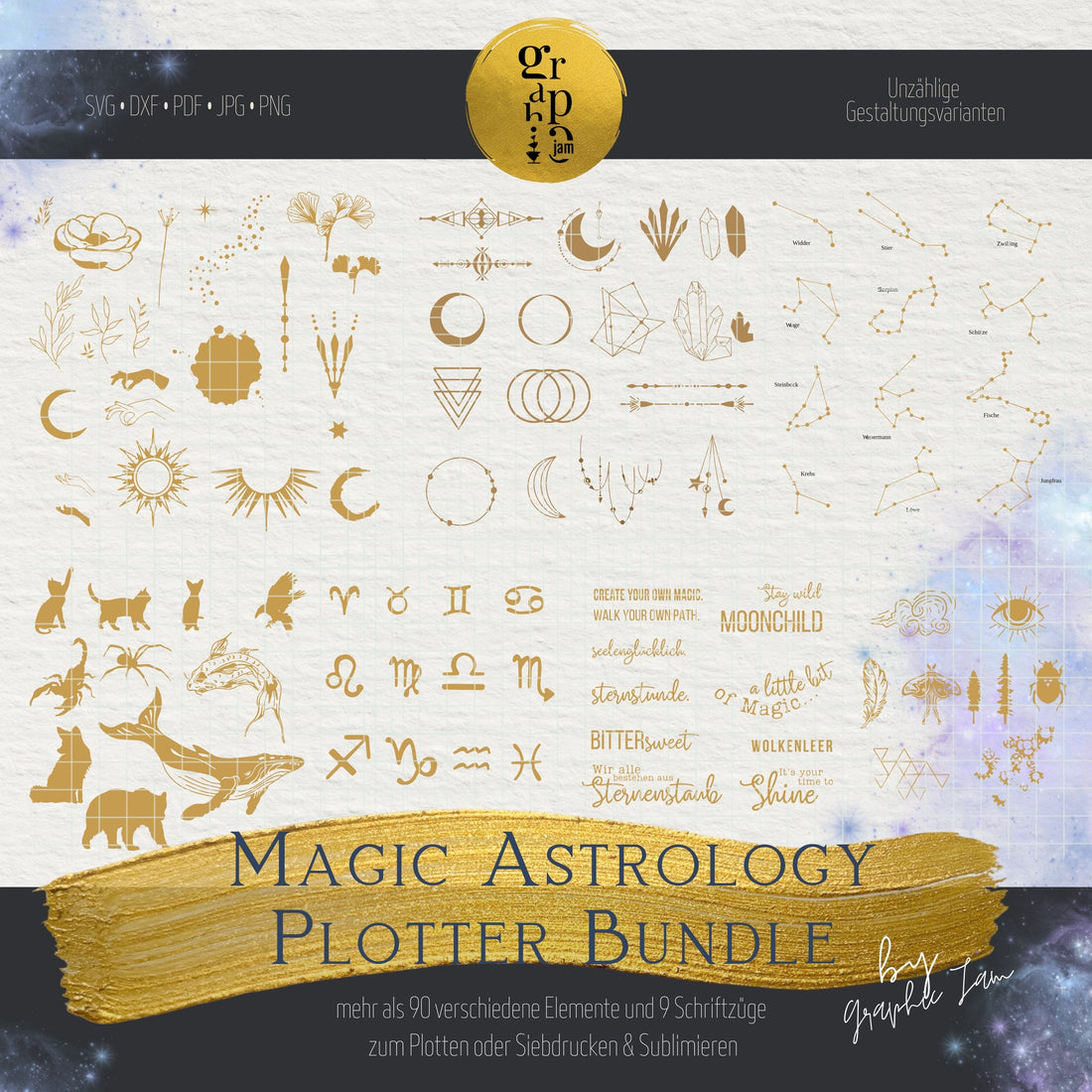 Magic Astrology Plotterbundle in DXF &amp; SVG - Graphic Jam 
