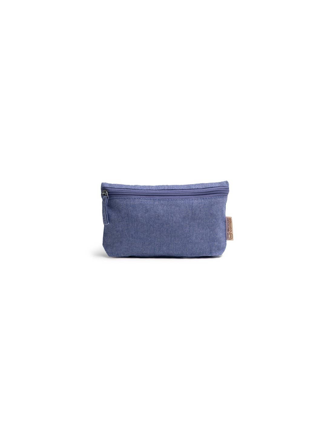 Kosmetiktasche aus Recycling-Baumwolle – hellblau &amp; personalisierbar