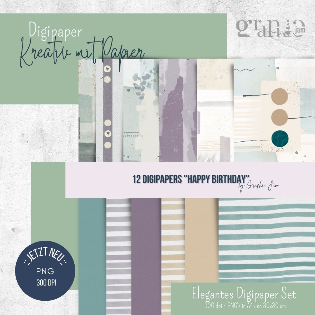 12 Digipaper Happy Birthday - Graphic Jam 