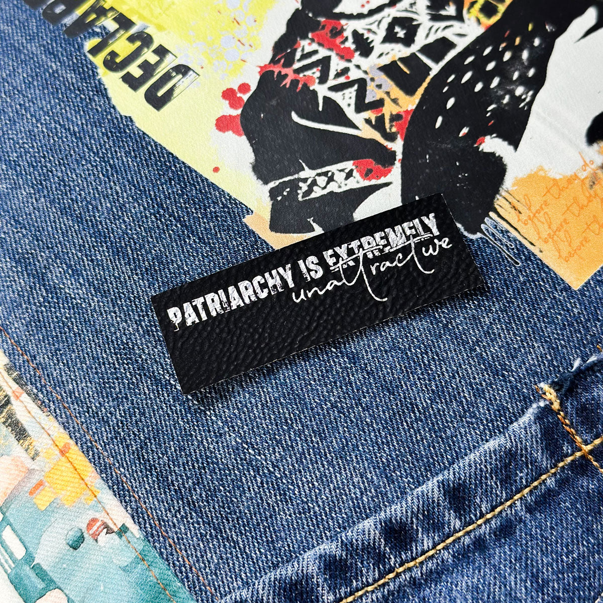 Kunstlederlabel "Patriarchy unattractive Vol1" zum Aufbügeln