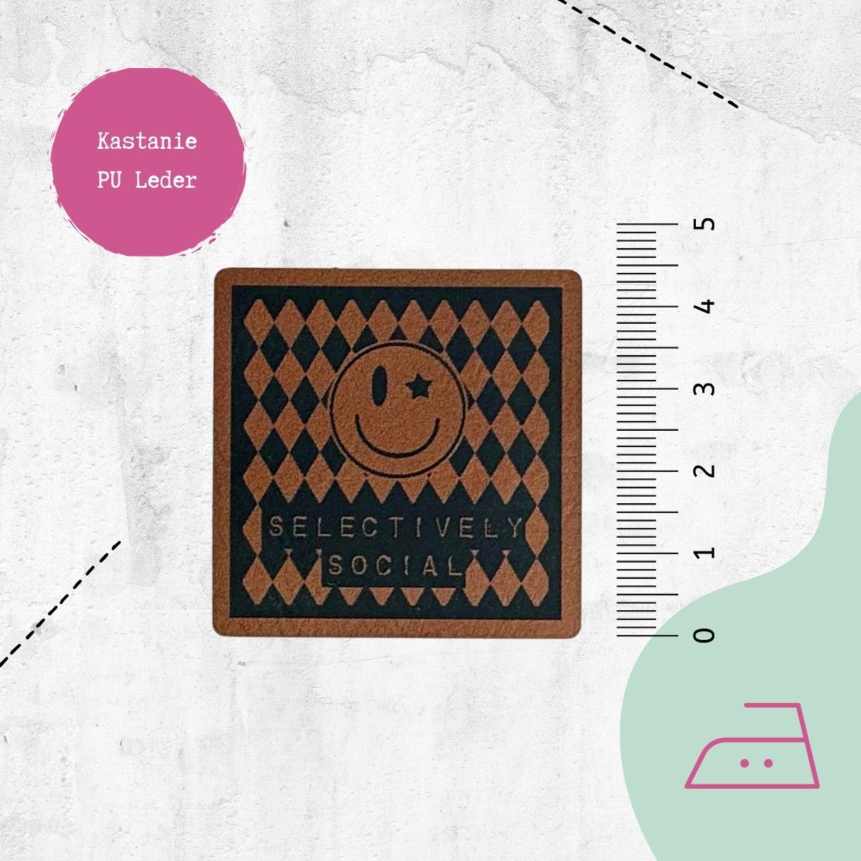 Kunstlederlabel "Selectively Social" zum Aufbügeln - Graphic Jam 
