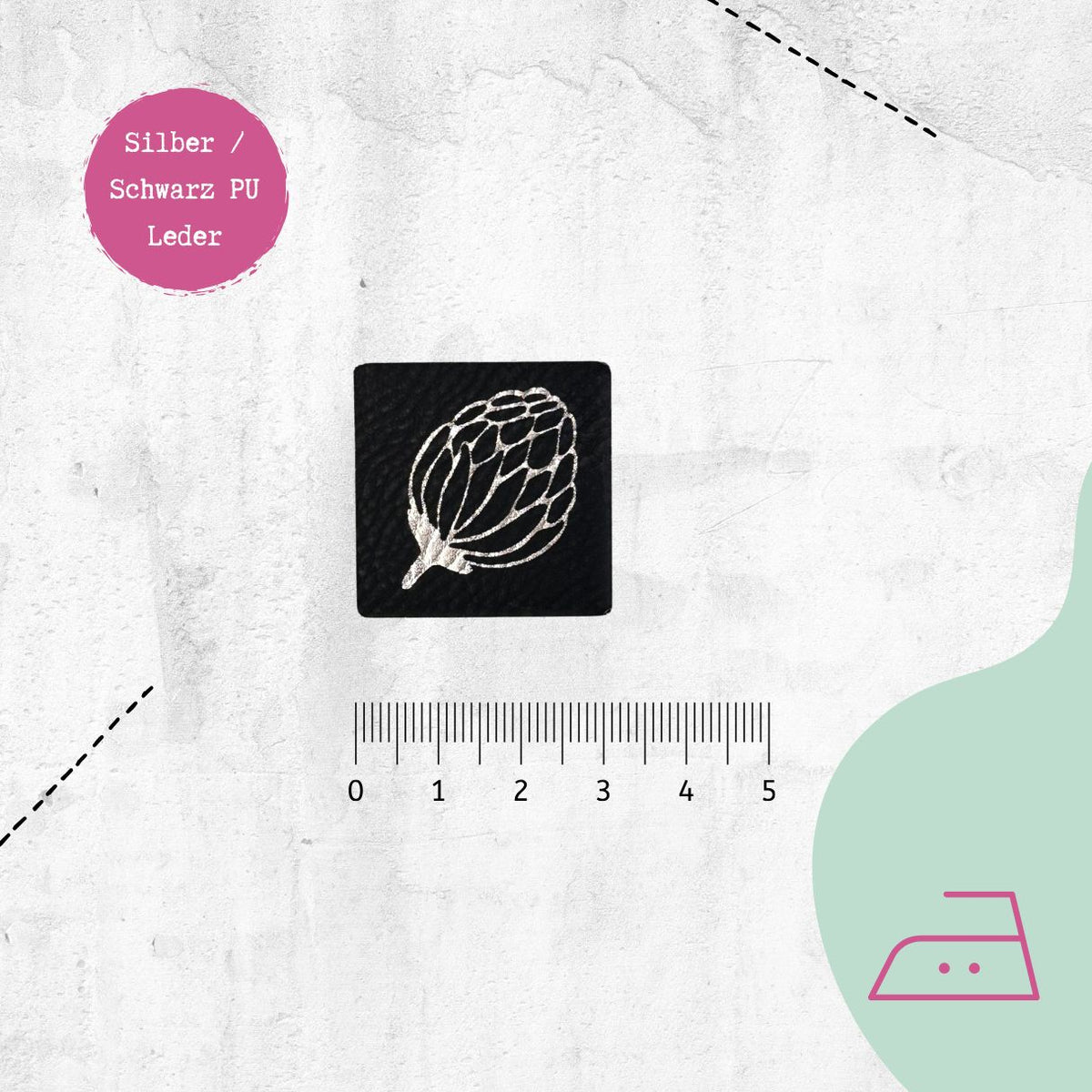 Kunstlederlabel "Blooming II | Emjo-Design" zum Aufbügeln