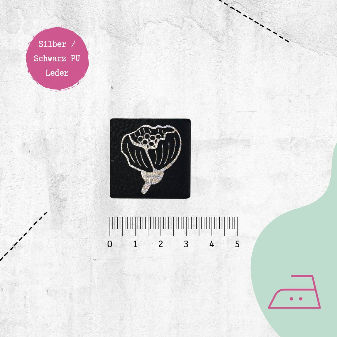 Kunstlederlabel "Blooming I | Emjo-Design" zum Aufbügeln