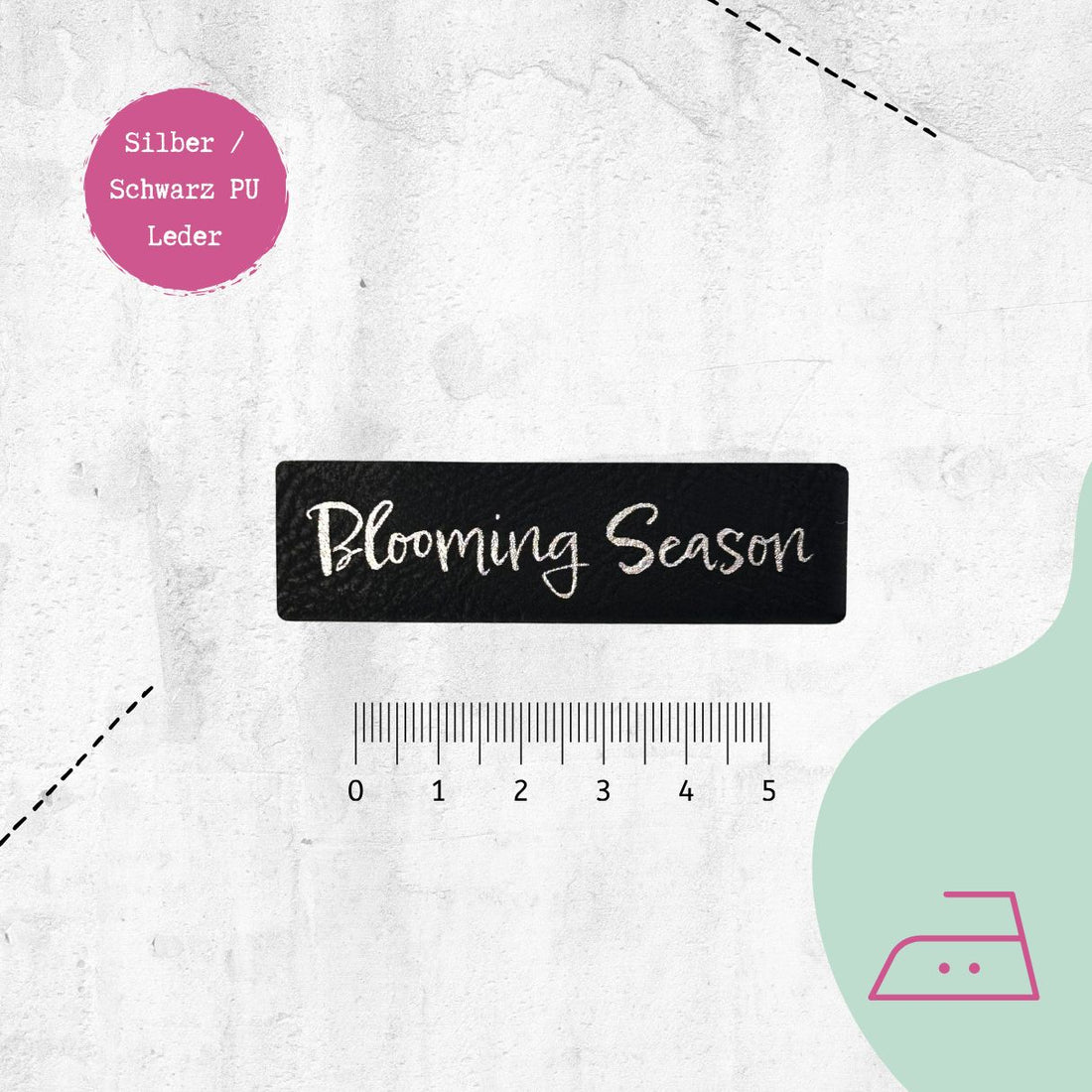 Kunstlederlabel "Blooming Season | Emjo-Design" zum Aufbügeln