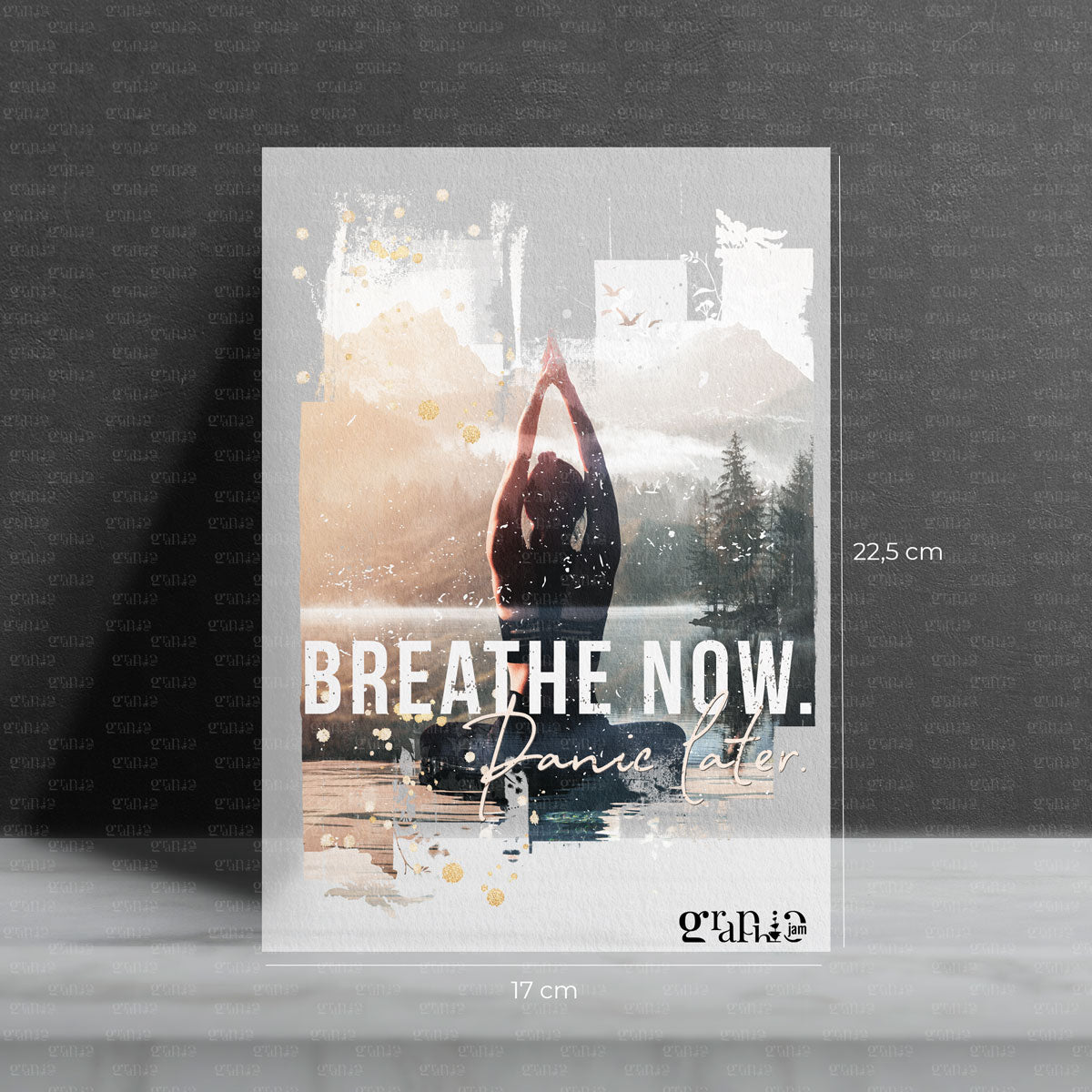 Bügelbild Yoga - Breathe now, panic later