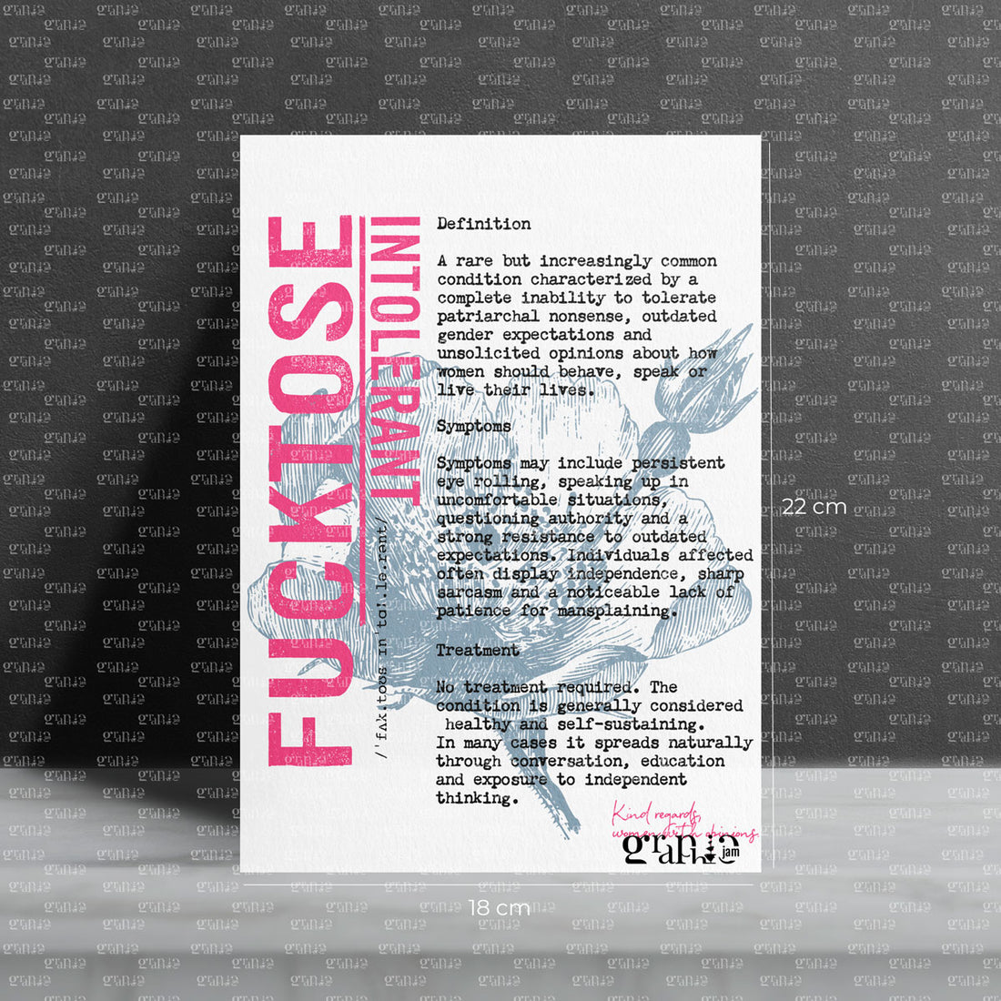 Bügelbild  "Fucktose Intolerant"