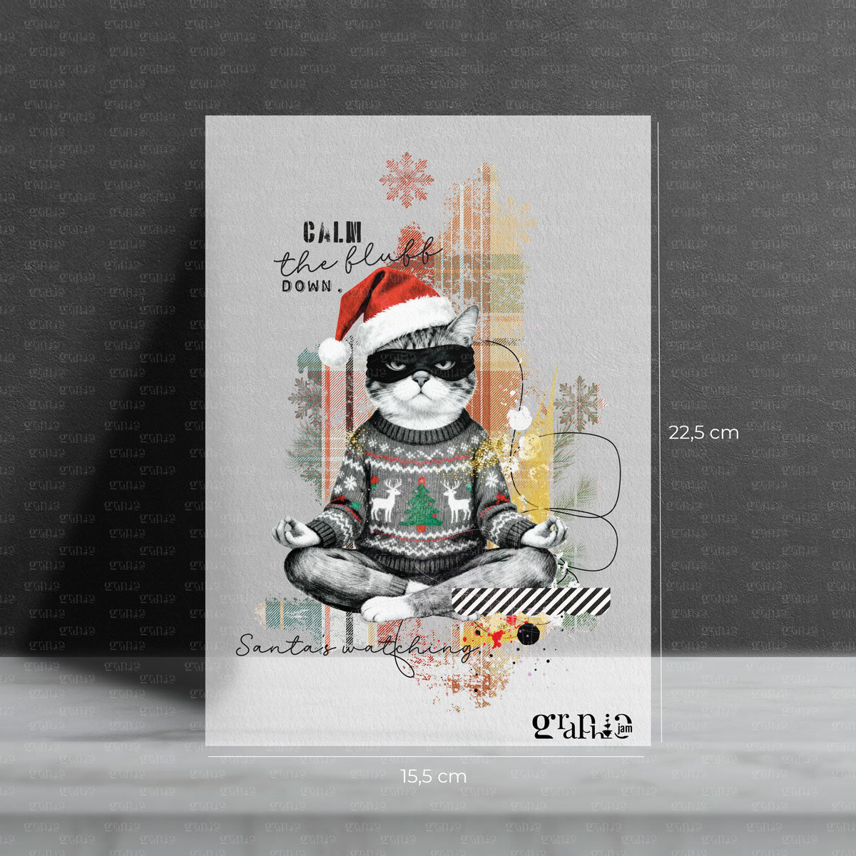 grosses bügelbild weihnachten zen katze