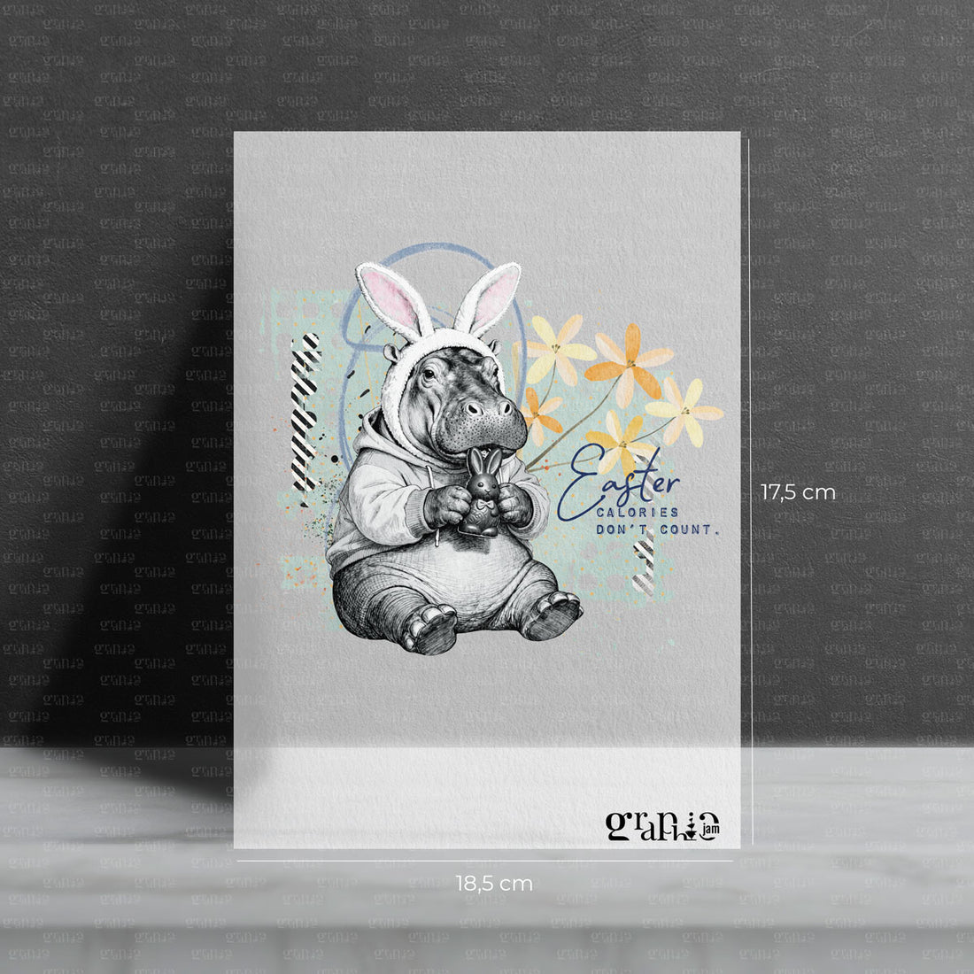 Bügelbild  "Moody Easter Hippo"