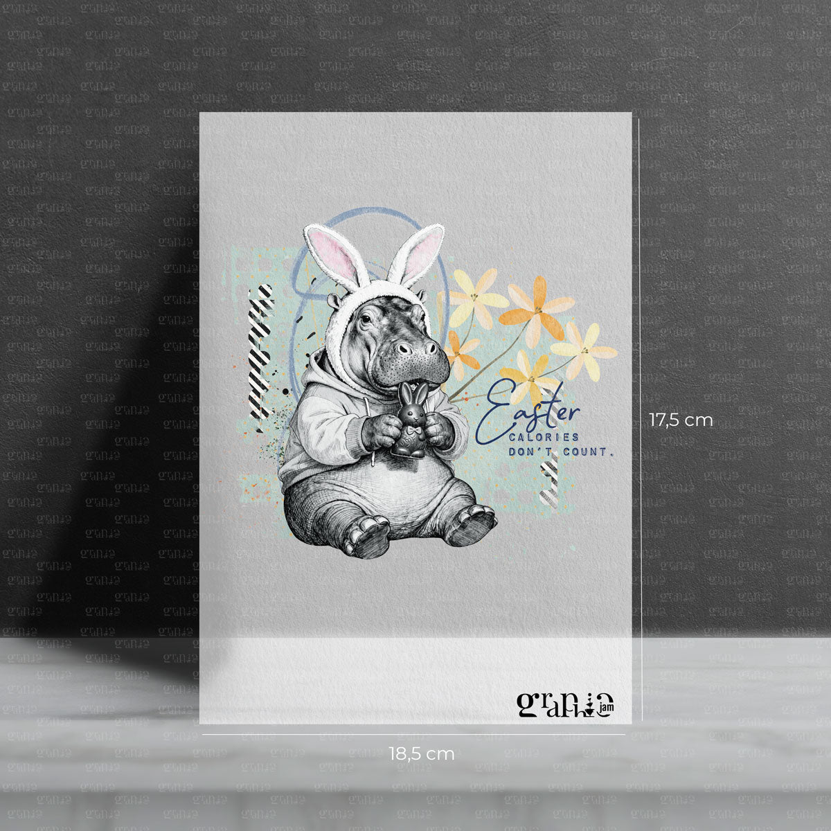 Bügelbild  "Moody Easter Hippo"