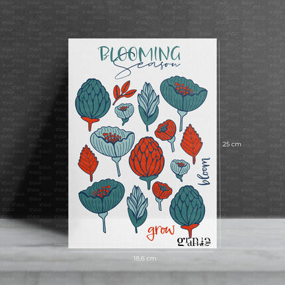 Bügelbild SET Blooming Season Rot