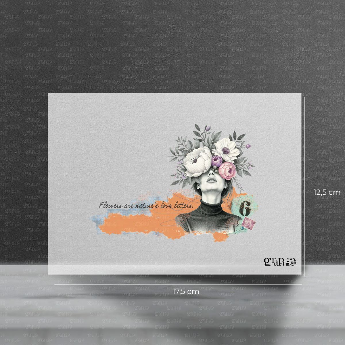 Illustration mit Blumenkopf - Bügelbild zum aufbügeln auf textilien